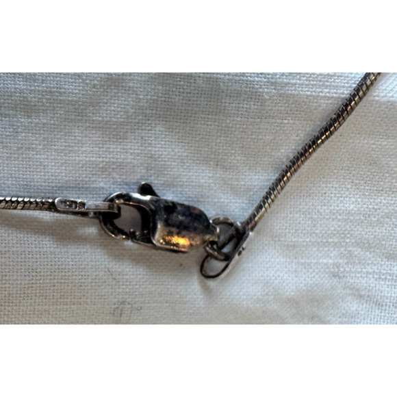 Gorgeous Sterling Silver Opal Inlay Purple Faceted Stone Pendant Necklace - Picture 6 of 8